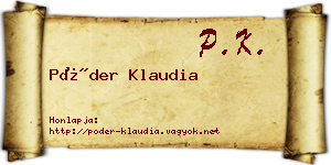 Póder Klaudia névjegykártya